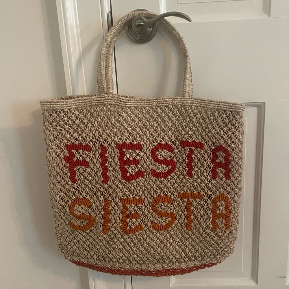 The Jacksons Scarlette Orange Fiesta Siesta Jute Tote Bag